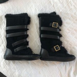 Tory Burch rabbit fur boot